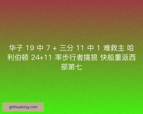华子 19 中 7 + 三分 11 中 1 难救主 哈利伯顿 24+11 率步行者擒狼 快船重返西部第七